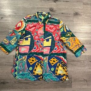 Vintage Lauren Ralph Lauren Multicolor Abstract Cotton Button Down Shirt Large